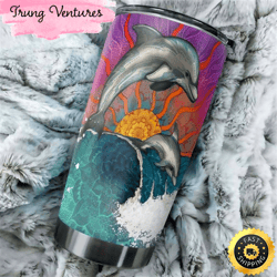 dolphin hippie stainless steel tumbler for men and women