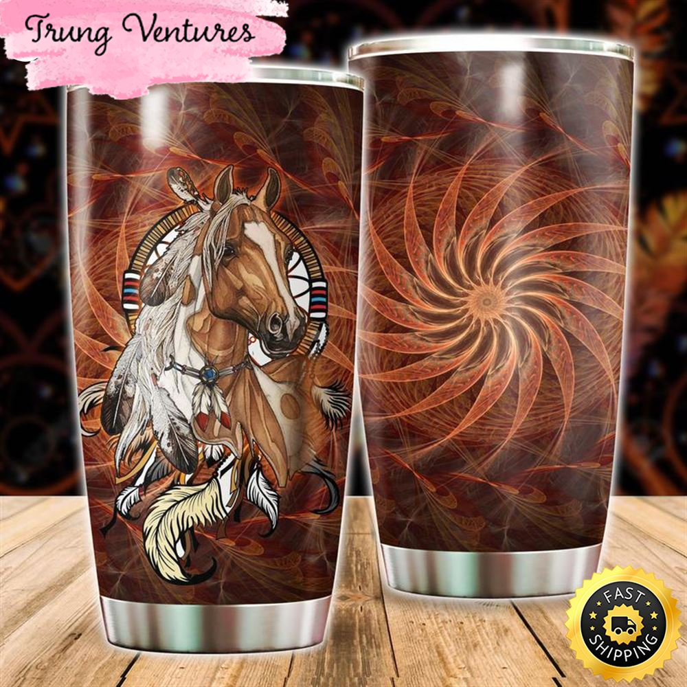 Native American Horse Stainless Steel Tumbler Cup Travel.jpg