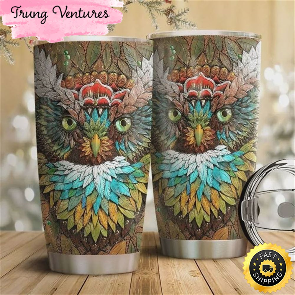 Owl Hippie Style Stainless Steel Tumbler For Men And Women.jpg