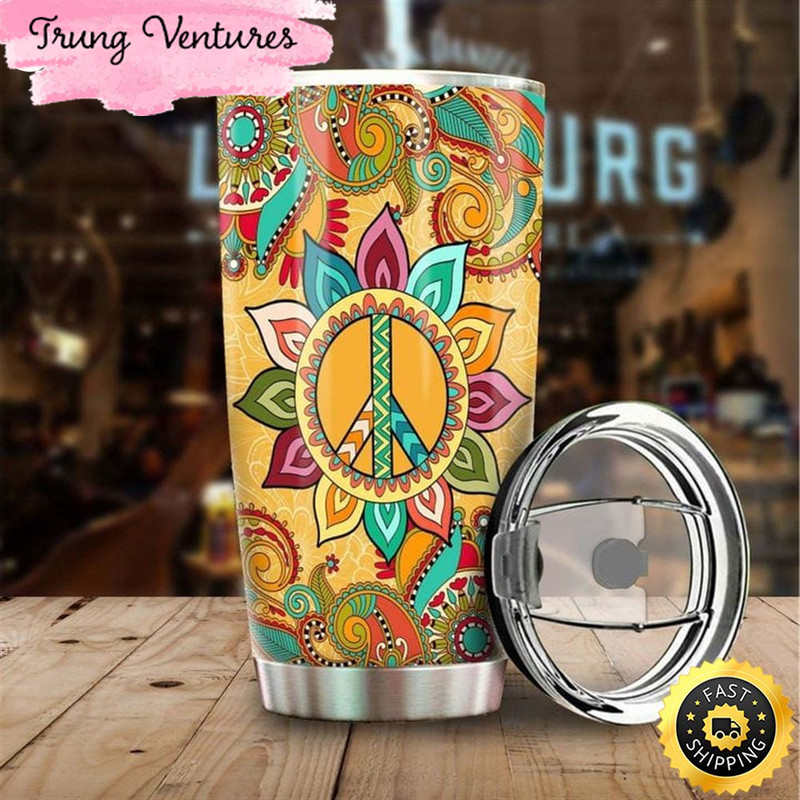 Peace Hippie Stainless Steel Tumbler For Men And Women.jpg