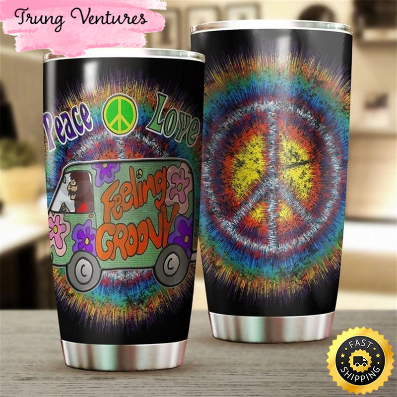 Peace Love Hippie Van Stainless Steel Tumbler For Men And Women.jpg