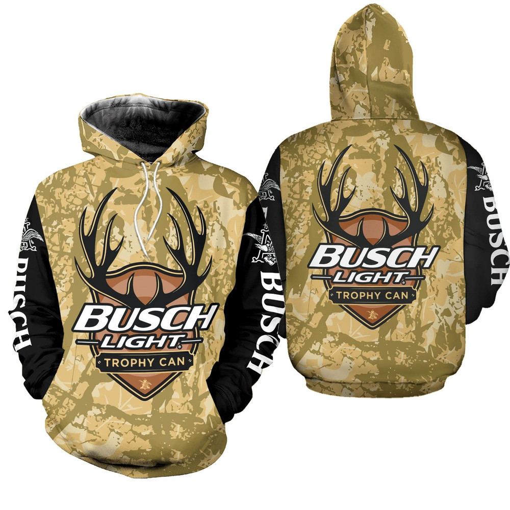 Busch Light Deer Hunting All Over Print Hoodie Zip Hoodie Fleece Hoodie 3D, Love Hunting Hoodie Zip Hoodie 3D