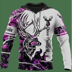 deer hunting all over print hoodie zip hoodie fleece hoodie 3d, love hunting hoodie zip hoodie 3d t52
