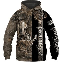 deer hunting all over print hoodie zip hoodie fleece hoodie 3d, love hunting hoodie zip hoodie 3d t68