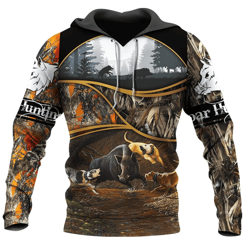 Boar Hunting All Over Print Hoodie Zip Hoodie Fleece Hoodie 3D, Love Hunting Hoodie Zip Hoodie 3D t96