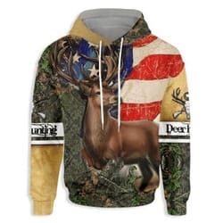 deer hunting all over print hoodie zip hoodie fleece hoodie 3d, love hunting hoodie zip hoodie 3d s26