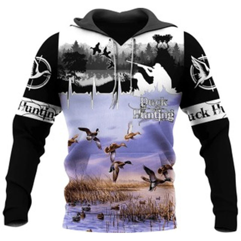Duck Hunting All Over Print Hoodie Zip Hoodie Fleece Hoodie 3D, Love Hunting Hoodie Zip Hoodie 3D s31
