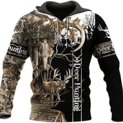 deer hunting all over print hoodie zip hoodie fleece hoodie 3d, love hunting hoodie zip hoodie 3d s45
