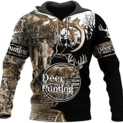 deer hunting all over print hoodie zip hoodie fleece hoodie 3d, love hunting hoodie zip hoodie 3d s67