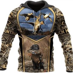duck hunting all over print hoodie zip hoodie fleece hoodie 3d, love hunting hoodie zip hoodie 3d s69