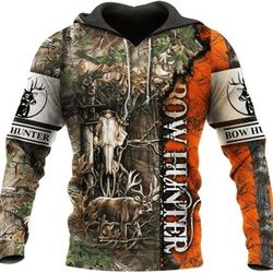 personalized deer hunter hunting all over print hoodie zip hoodie fleece hoodie 3d, love hunting hoodie zip hoodie 3d t4