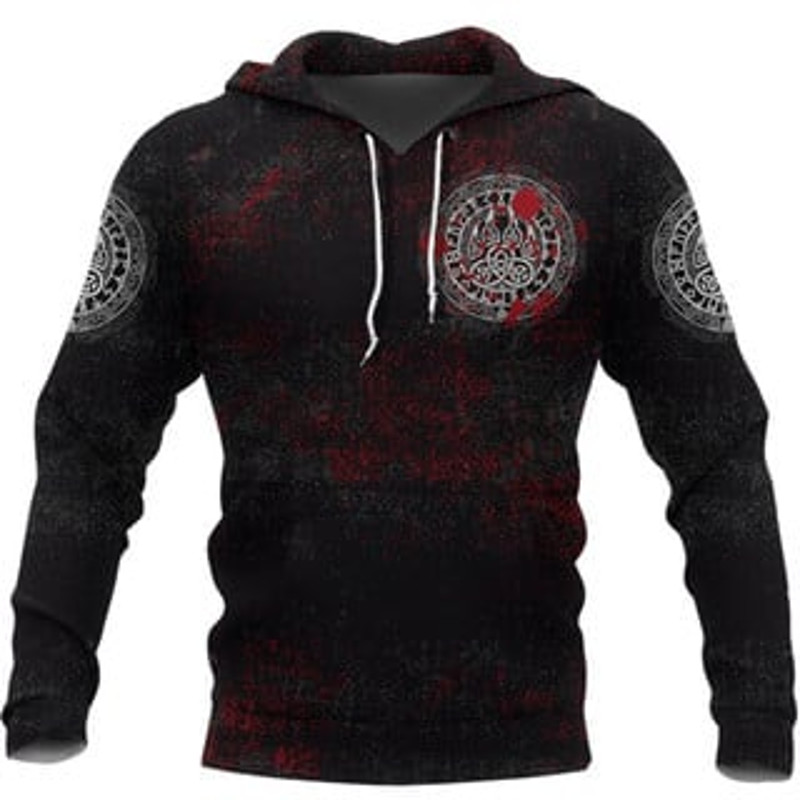 Bear Claws Blood Tattoo Viking All Over Print Hoodie Zip Hoodie Fleece Hoodie 3D, Love Hunting Hoodie Zip Hoodie 3D0 W72