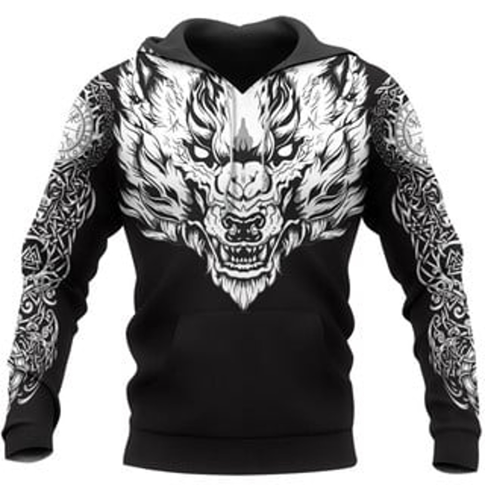 Clothing Fenrir Wolf AX Viking All Over Print Hoodie Zip Hoodie Fleece Hoodie 3D, Love Hunting Hoodie Zip Hoodie 3D0 E35