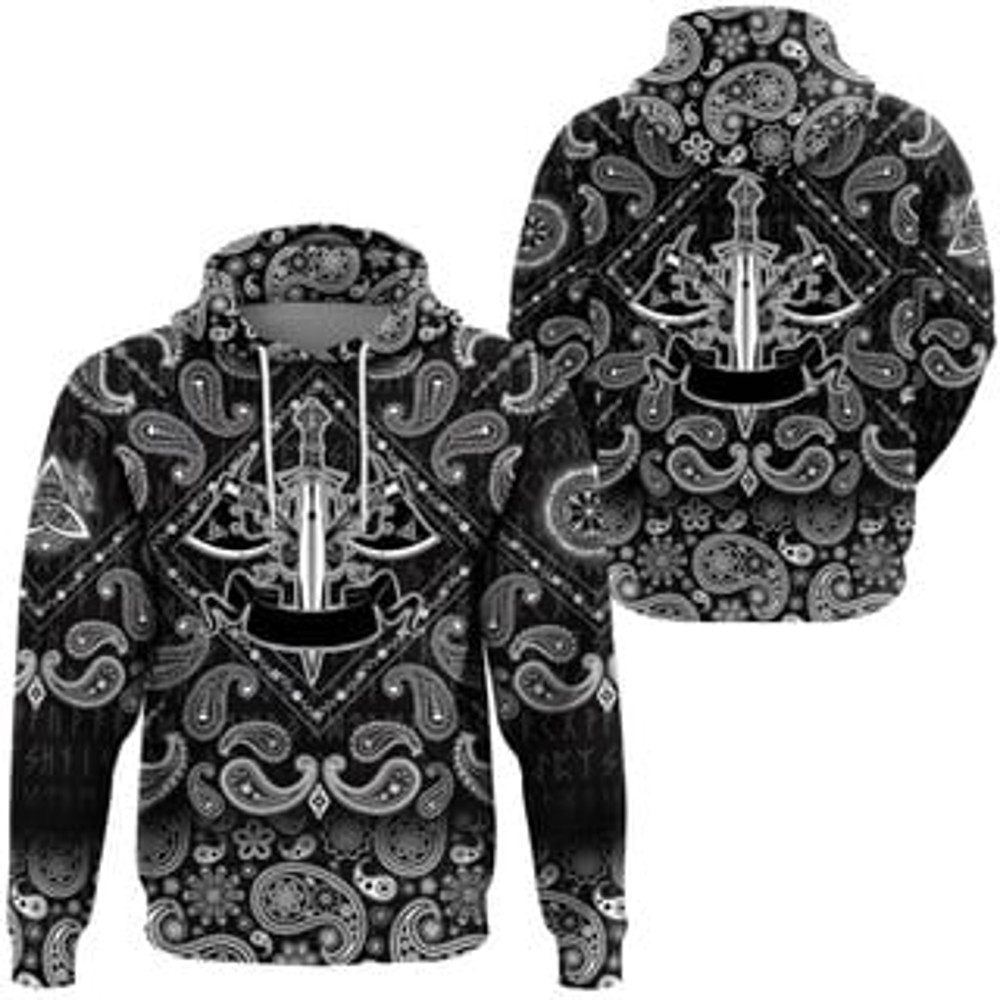 Axes with Bandana Viking All Over Print Hoodie Zip Hoodie Fleece Hoodie 3D, Love Hunting Hoodie Zip Hoodie 3D0 E97