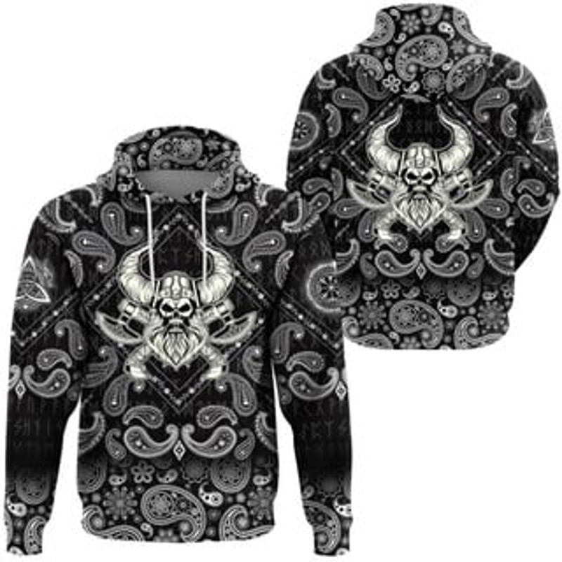 Skull With Crossed Axes Viking All Over Print Hoodie Zip Hoodie Fleece Hoodie 3D, Love Hunting Hoodie Zip Hoodie 3D0 T54