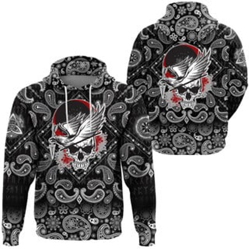 Dead Skull With Viking All Over Print Hoodie Zip Hoodie Fleece Hoodie 3D, Love Hunting Hoodie Zip Hoodie 3D0 T91