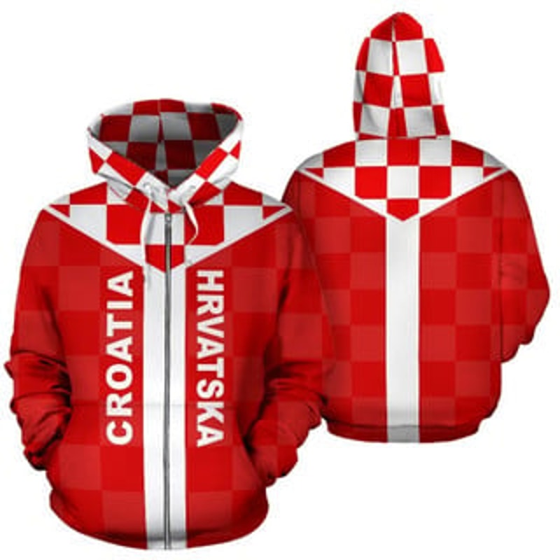 Neo Croatia Zip Viking All Over Print Hoodie Zip Hoodie Fleece Hoodie 3D, Love Hunting Hoodie Zip Hoodie 3D T642