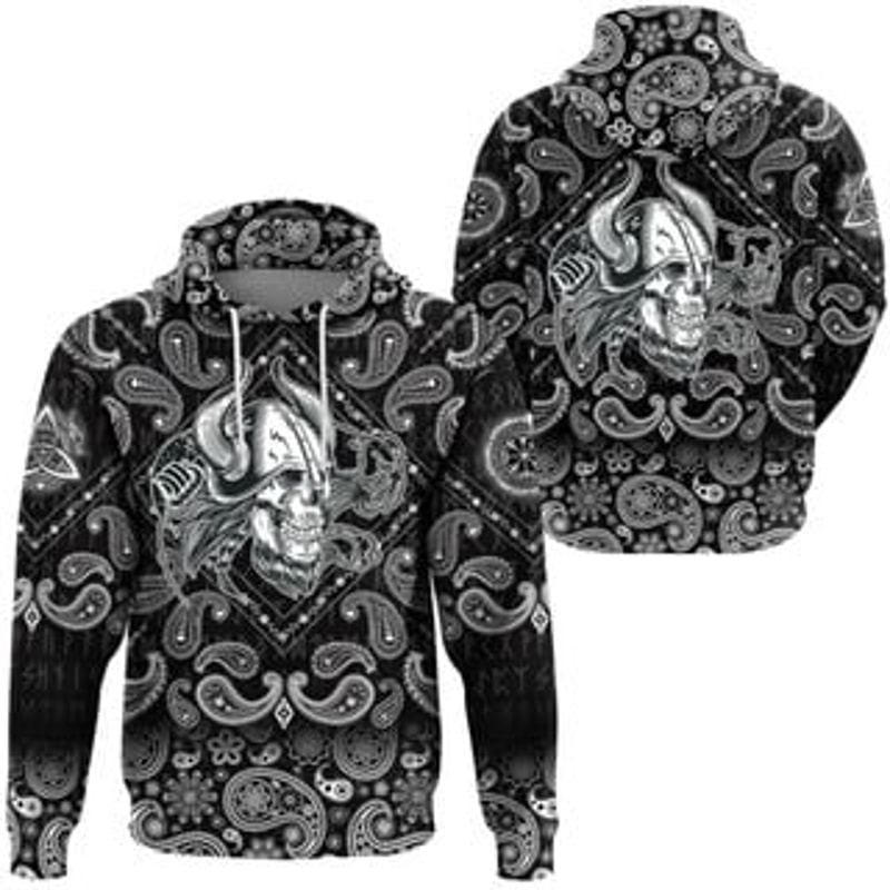 Skull In The Helmet Viking All Over Print Hoodie Zip Hoodie Fleece Hoodie 3D, Love Hunting Hoodie Zip Hoodie 3D L1