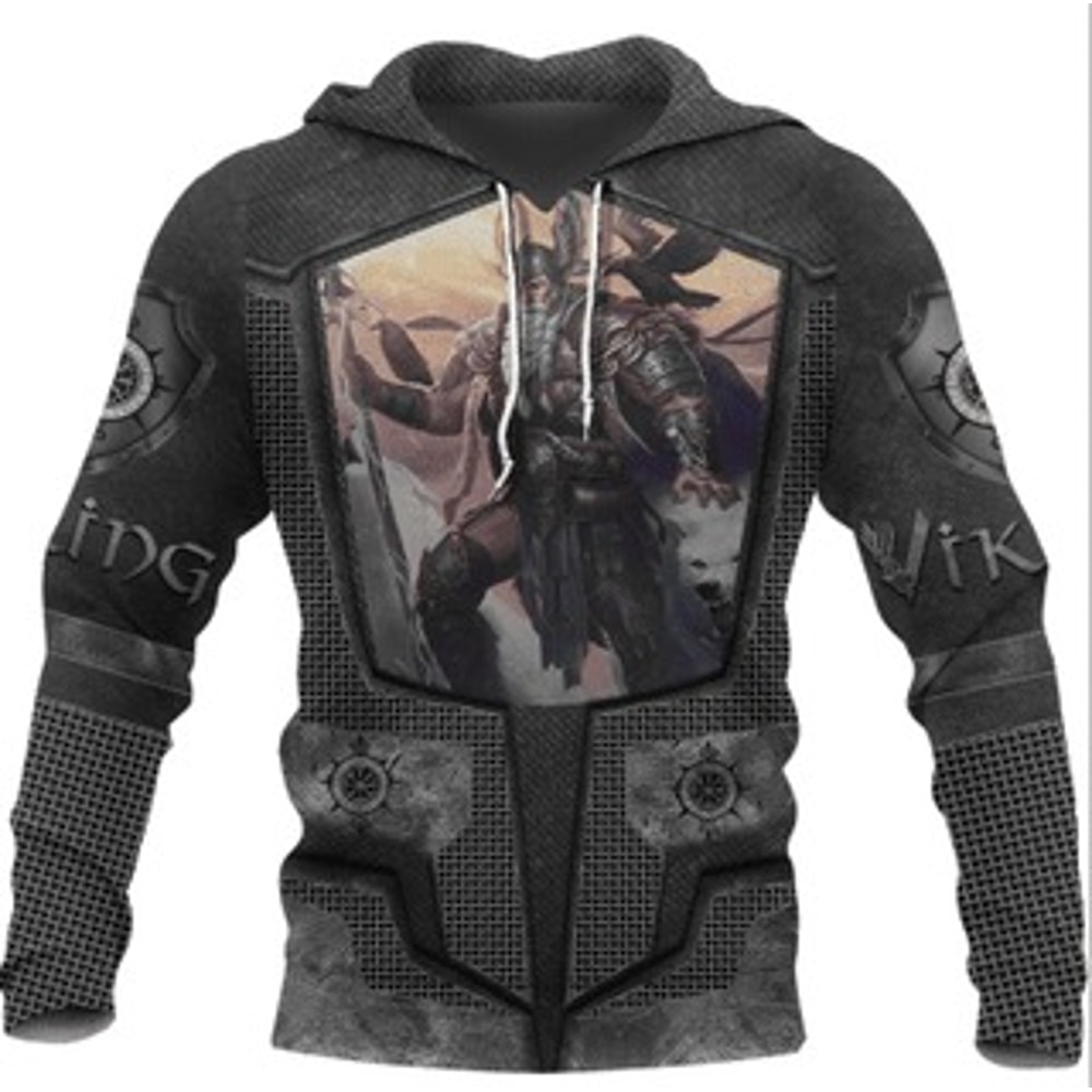 Armor 3D Style Viking All Over Print Hoodie Zip Hoodie Fleece Hoodie 3D, Love Hunting Hoodie Zip Hoodie 3D L19