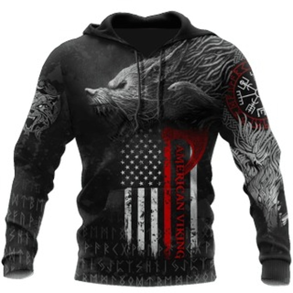American Viking All Over Print Hoodie Zip Hoodie Fleece Hoodie 3D, Love Hunting Hoodie Zip Hoodie 3D L30