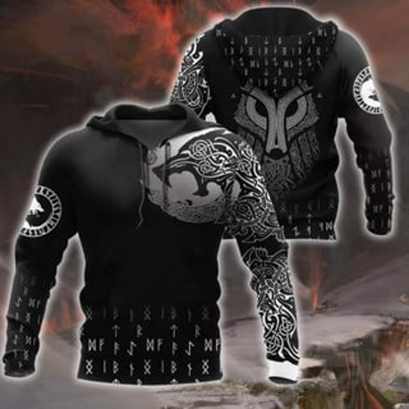 Celtic Viking Wolf Viking All Over Print Hoodie Zip Hoodie Fleece Hoodie 3D, Love Hunting Hoodie Zip Hoodie 3D L42