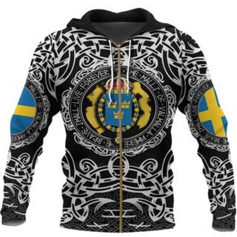 Sweden Viking All Over Print Hoodie Zip Hoodie Fleece Hoodie 3D, Love Hunting Hoodie Zip Hoodie 3D L51