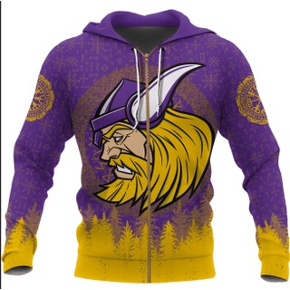 Warrior Zip Viking All Over Print Hoodie Zip Hoodie Fleece Hoodie 3D, Love Hunting Hoodie Zip Hoodie 3D L57