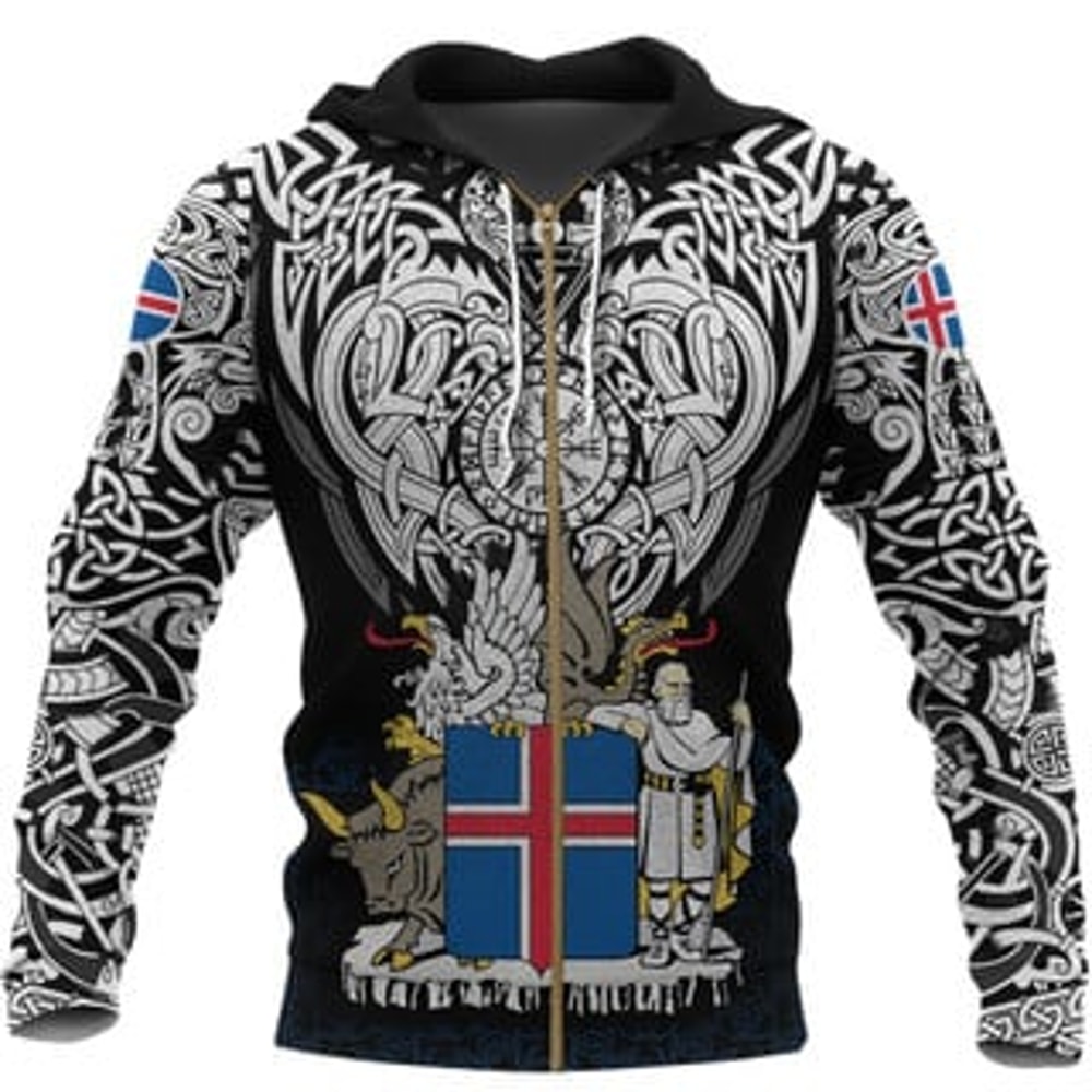 Iceland Viking All Over Print Hoodie Zip Hoodie Fleece Hoodie 3D, Love Hunting Hoodie Zip Hoodie 3D L60