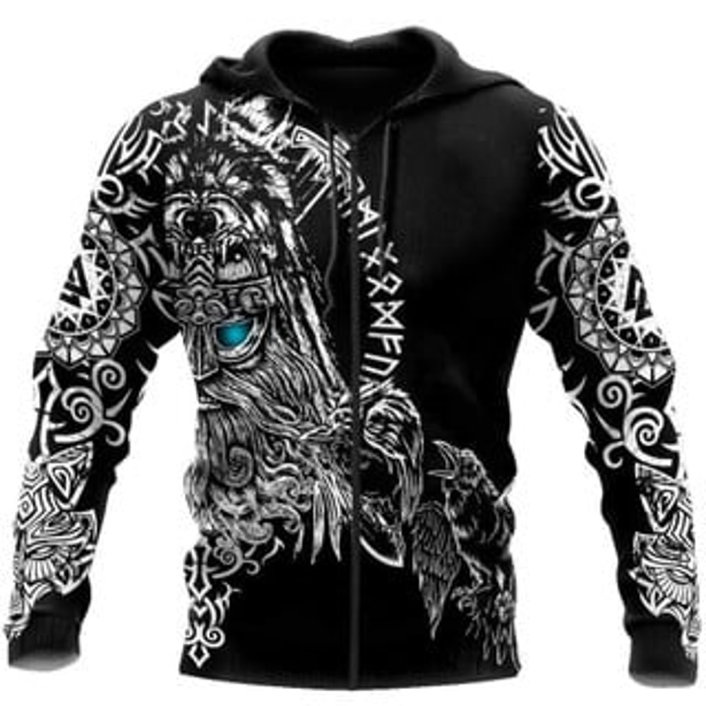 Odin Viking King Viking All Over Print Hoodie Zip Hoodie Fleece Hoodie 3D, Love Hunting Hoodie Zip Hoodie 3D L62