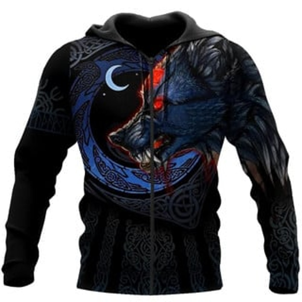 Fenrir Viking Wolf 3D Viking All Over Print Hoodie Zip Hoodie Fleece Hoodie 3D, Love Hunting Hoodie Zip Hoodie 3D L65