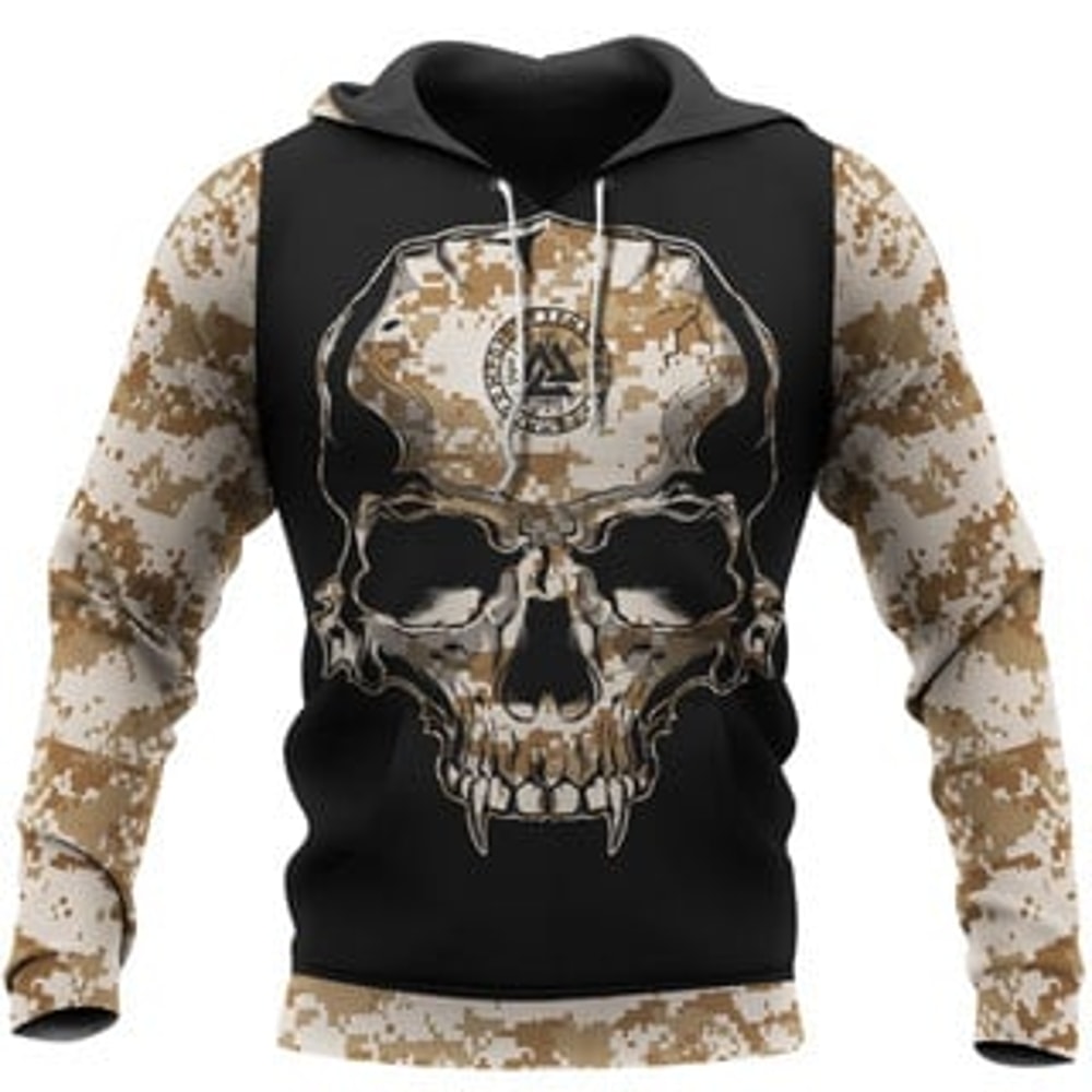 Camo Valknutune Hoodie Viking All Over Print Hoodie Zip Hoodie Fleece Hoodie 3D, Love Hunting Hoodie Zip Hoodie 3D L68