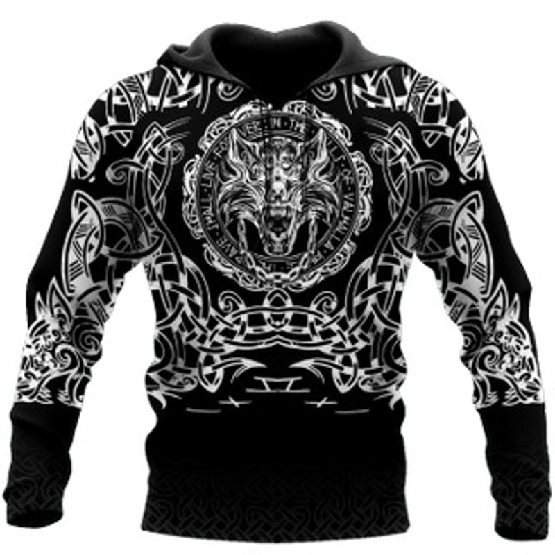 Fenrir Viking 3D Viking All Over Print Hoodie Zip Hoodie Fleece Hoodie 3D, Love Hunting Hoodie Zip Hoodie 3D L71