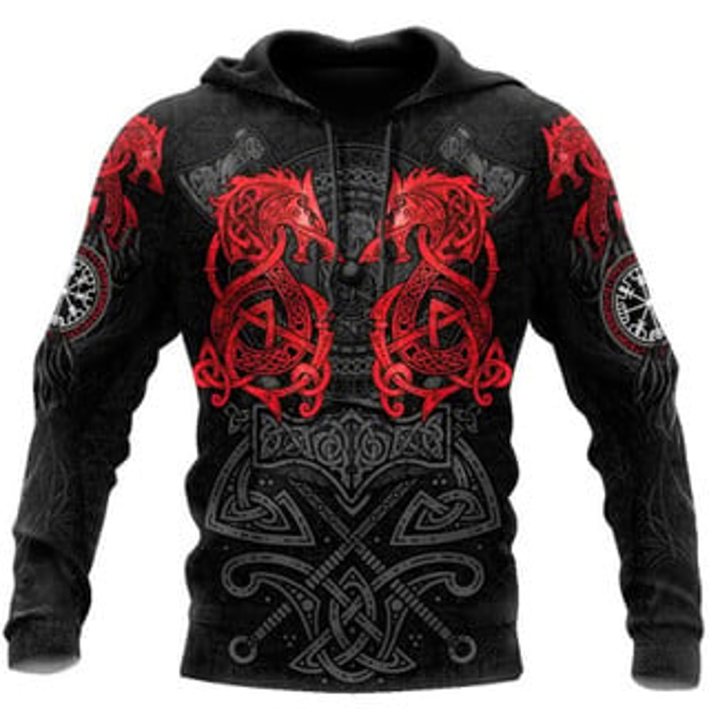 Wolf Tattoo Hoodie Viking All Over Print Hoodie Zip Hoodie Fleece Hoodie 3D, Love Hunting Hoodie Zip Hoodie 3D L75