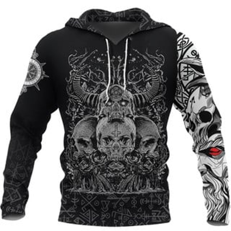 Skull Honor Hoodie Viking All Over Print Hoodie Zip Hoodie Fleece Hoodie 3D, Love Hunting Hoodie Zip Hoodie 3D L123