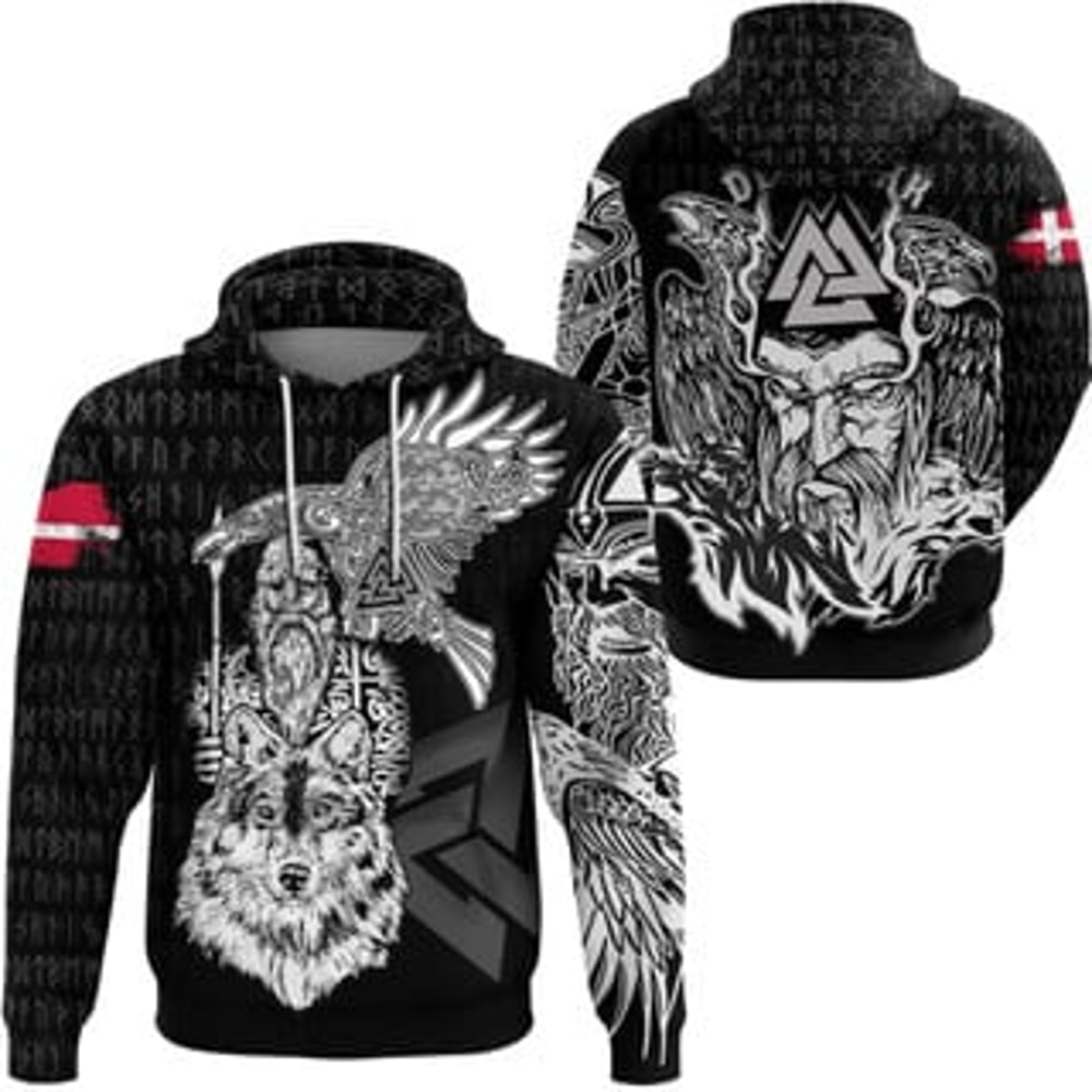 Denmark Odin Hoodie Viking All Over Print Hoodie Zip Hoodie Fleece Hoodie 3D, Love Hunting Hoodie Zip Hoodie 3D L124