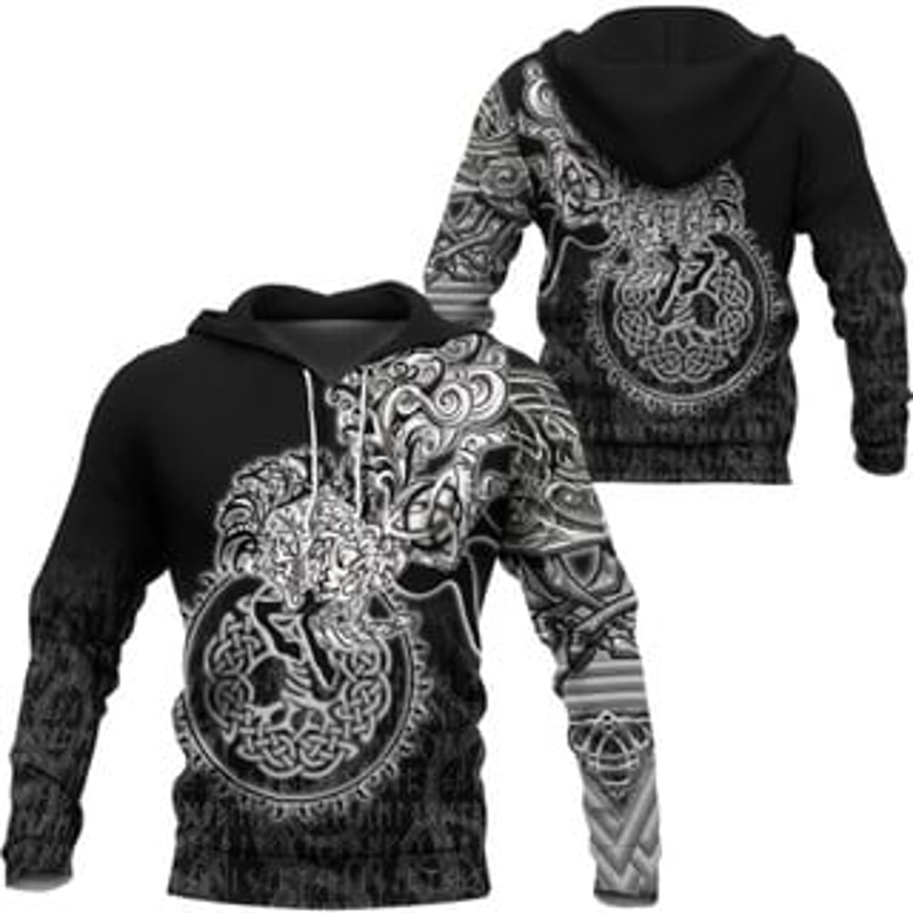 Sleipnir Viking All Over Print Hoodie Zip Hoodie Fleece Hoodie 3D, Love Hunting Hoodie Zip Hoodie 3D L131