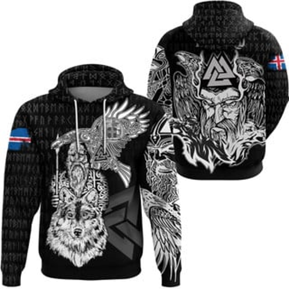 Iceland Odin Hoodie Viking All Over Print Hoodie Zip Hoodie Fleece Hoodie 3D, Love Hunting Hoodie Zip Hoodie 3D L132