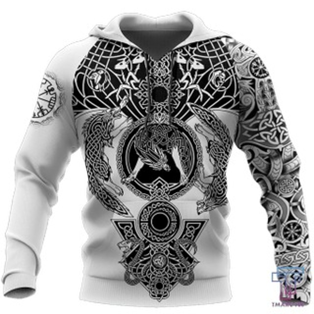 Tattoo Hoodie Viking All Over Print Hoodie Zip Hoodie Fleece Hoodie 3D, Love Hunting Hoodie Zip Hoodie 3D L138