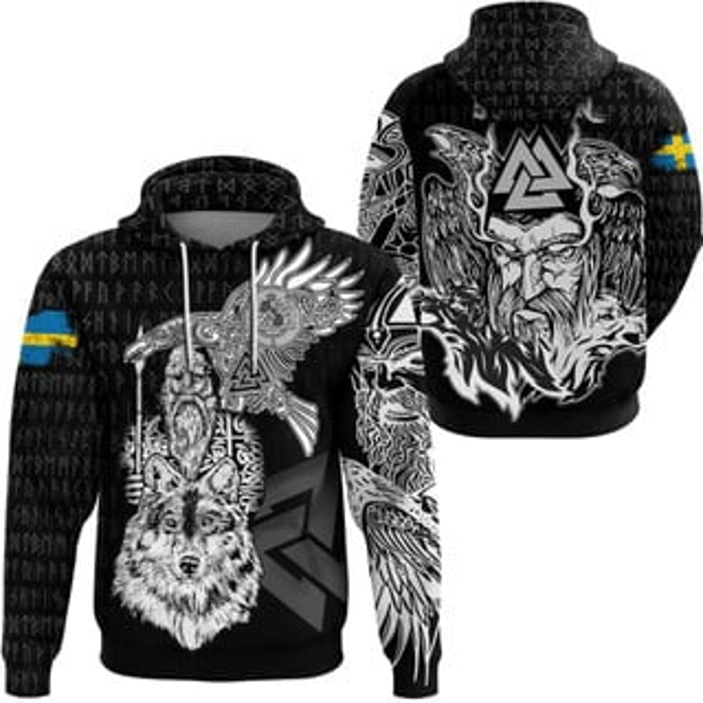 Sweden Odin Hoodie Viking All Over Print Hoodie Zip Hoodie Fleece Hoodie 3D, Love Hunting Hoodie Zip Hoodie 3D L154