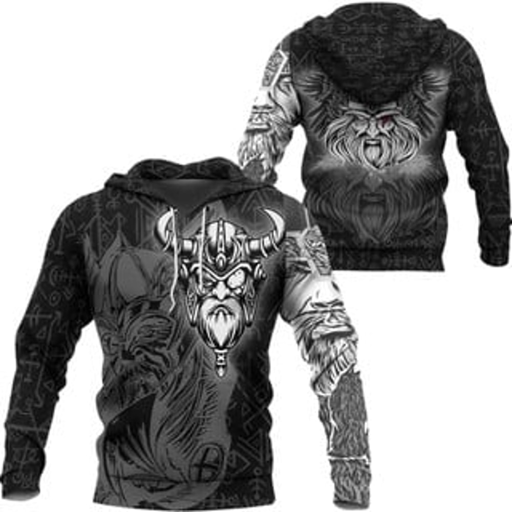 Odin Silver Hoodie Viking All Over Print Hoodie Zip Hoodie Fleece Hoodie 3D, Love Hunting Hoodie Zip Hoodie 3D L158