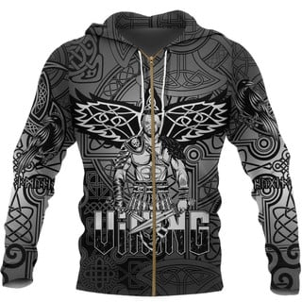 Celtic Warrior Viking All Over Print Hoodie Zip Hoodie Fleece Hoodie 3D, Love Hunting Hoodie Zip Hoodie 3D L198