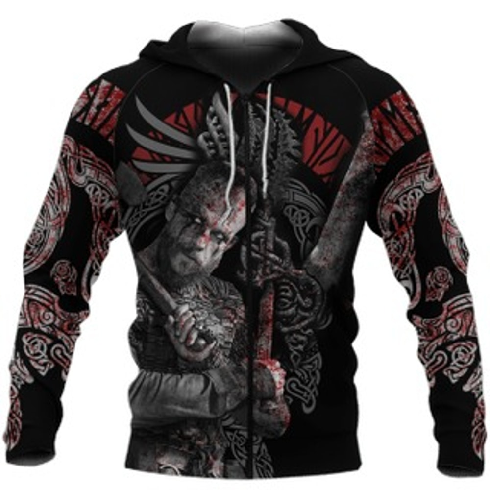 Floki Combatant Viking All Over Print Hoodie Zip Hoodie Fleece Hoodie 3D, Love Hunting Hoodie Zip Hoodie 3D L243