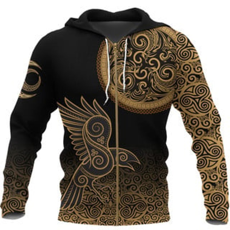 Triskeleaven Celtic Viking All Over Print Hoodie Zip Hoodie Fleece Hoodie 3D, Love Hunting Hoodie Zip Hoodie 3D L244