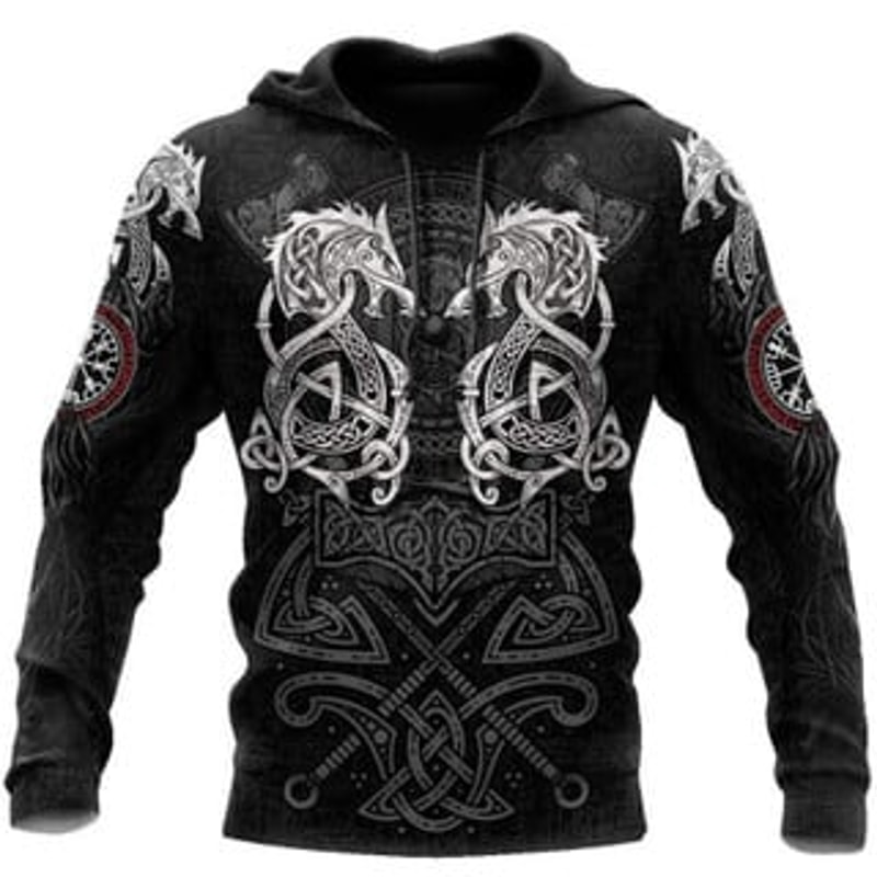 White Fenrir Viking All Over Print Hoodie Zip Hoodie Fleece Hoodie 3D, Love Hunting Hoodie Zip Hoodie 3D L255