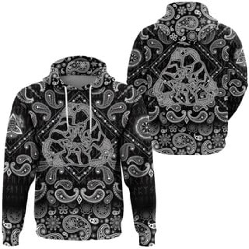 Fantasy Ornament Black Viking All Over Print Hoodie Zip Hoodie Fleece Hoodie 3D, Love Hunting Hoodie Zip Hoodie 3D L277