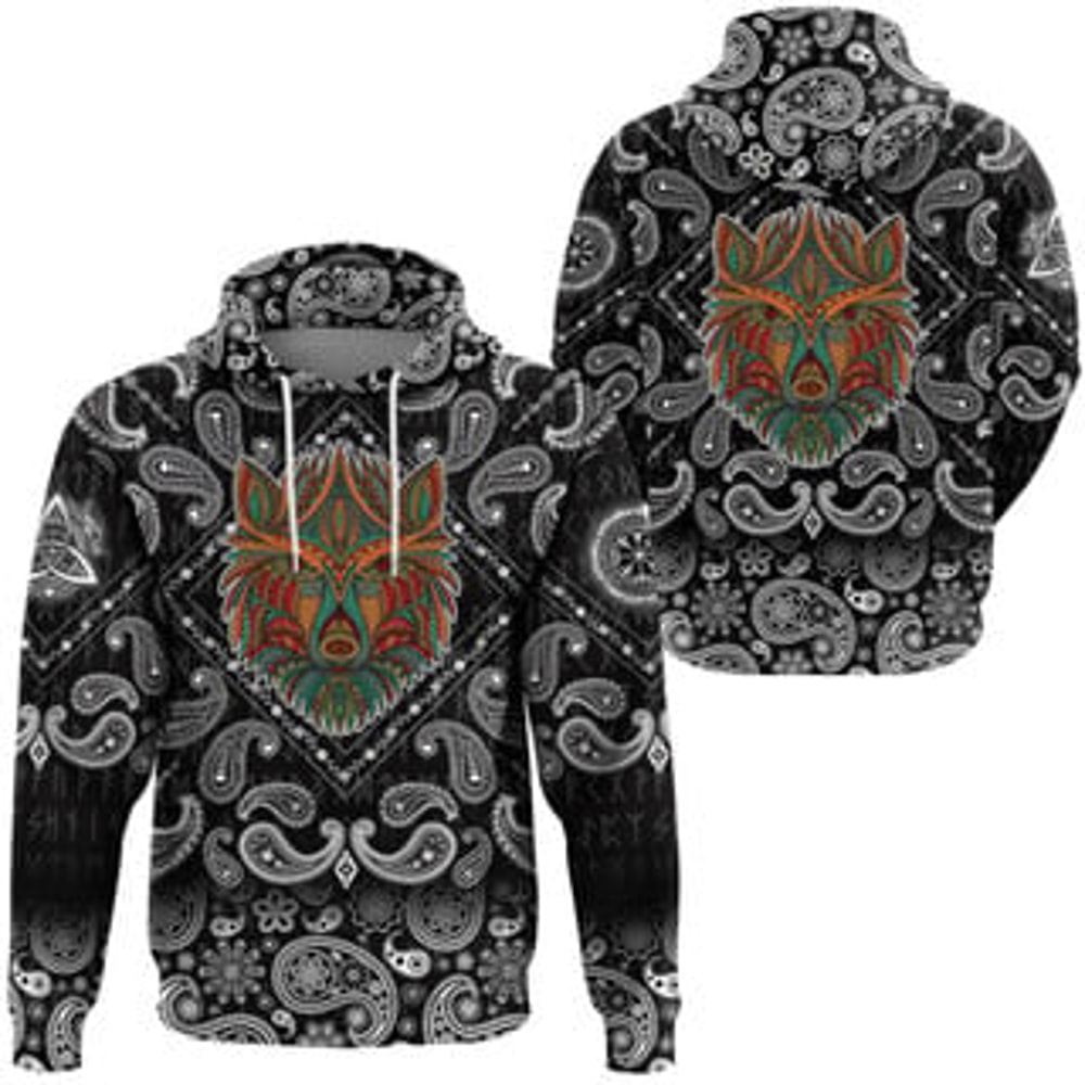 Stylized Wolf In Viking All Over Print Hoodie Zip Hoodie Fleece Hoodie 3D, Love Hunting Hoodie Zip Hoodie 3D L286