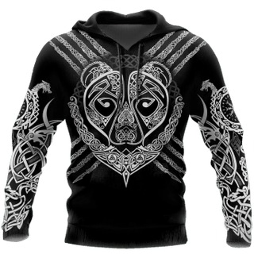 Black Viking Berserker Viking All Over Print Hoodie Zip Hoodie Fleece Hoodie 3D, Love Hunting Hoodie Zip Hoodie 3D L297