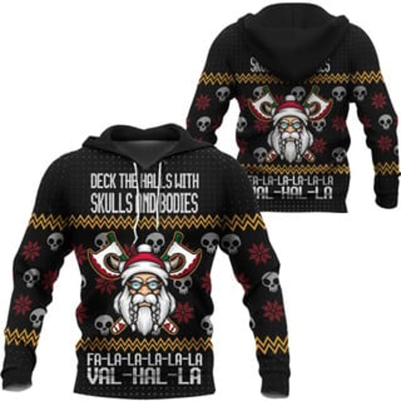 Santa In Valhalla Hoodi Viking All Over Print Hoodie Zip Hoodie Fleece Hoodie 3D, Love Hunting Hoodie Zip Hoodie 3D L307