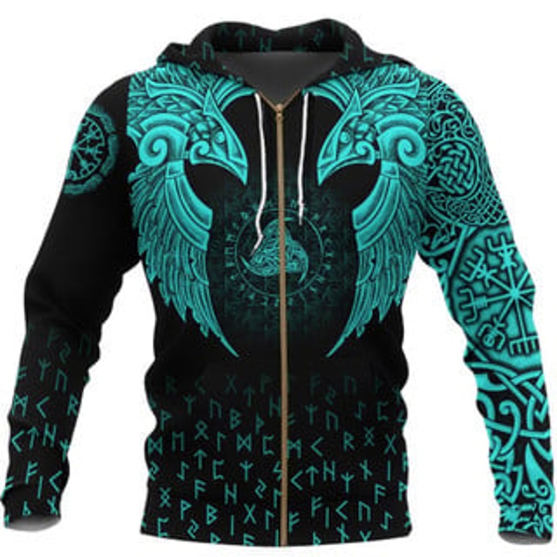 Nordicaven Tattoos Viking All Over Print Hoodie Zip Hoodie Fleece Hoodie 3D, Love Hunting Hoodie Zip Hoodie 3D L326