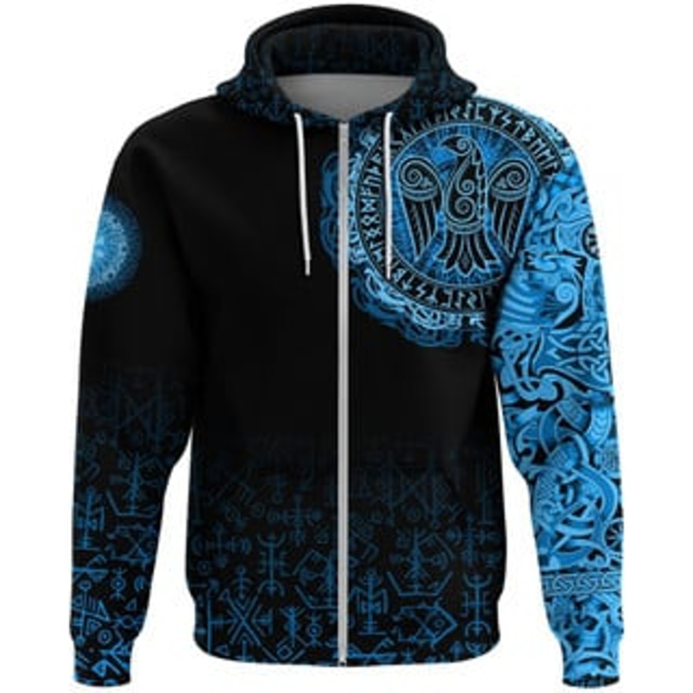 aven Celtic Cyan Viking All Over Print Hoodie Zip Hoodie Fleece Hoodie 3D, Love Hunting Hoodie Zip Hoodie 3D L584
